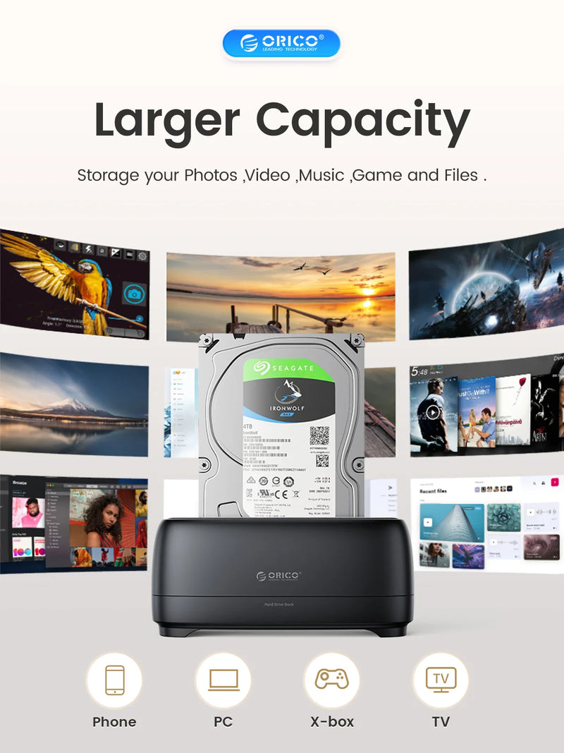 ORICO SATA to USB3.0 Hard Disk Docking Station for 2.5" 3.5" SSD Disk Case  5Gbps Speed HDD Docking Station Hard Drive Enclosure