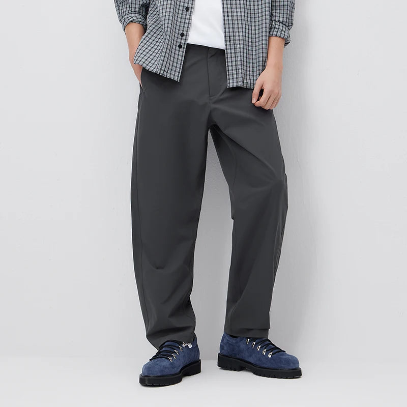 Semir Loose Pants Men 2026 Spring Wide Leg Tapered Water Repellent Back Elastic Waist Height Enhancing Trousers