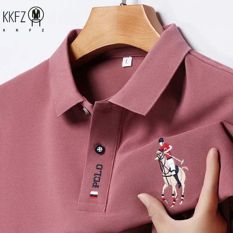 Men's Embroidered Casual Fashion Short Sleeved POLO Shirt Summer Comfortable Top
