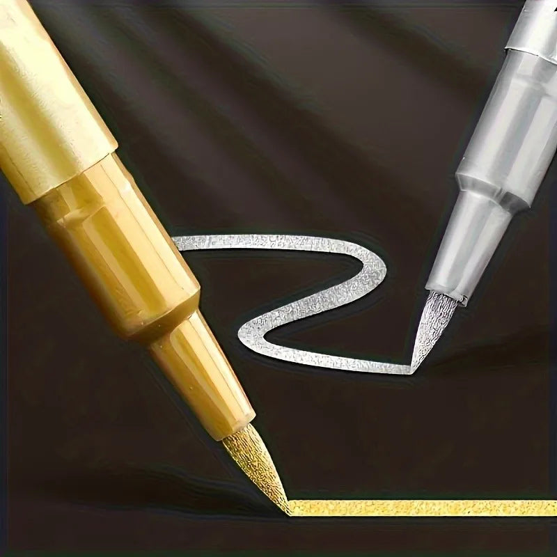1/2Pcs Golden and Silvery Permanent Markers, for Painting, Stone Craft Gel Pen Art Products, Suitable for Glass,Ceramic.