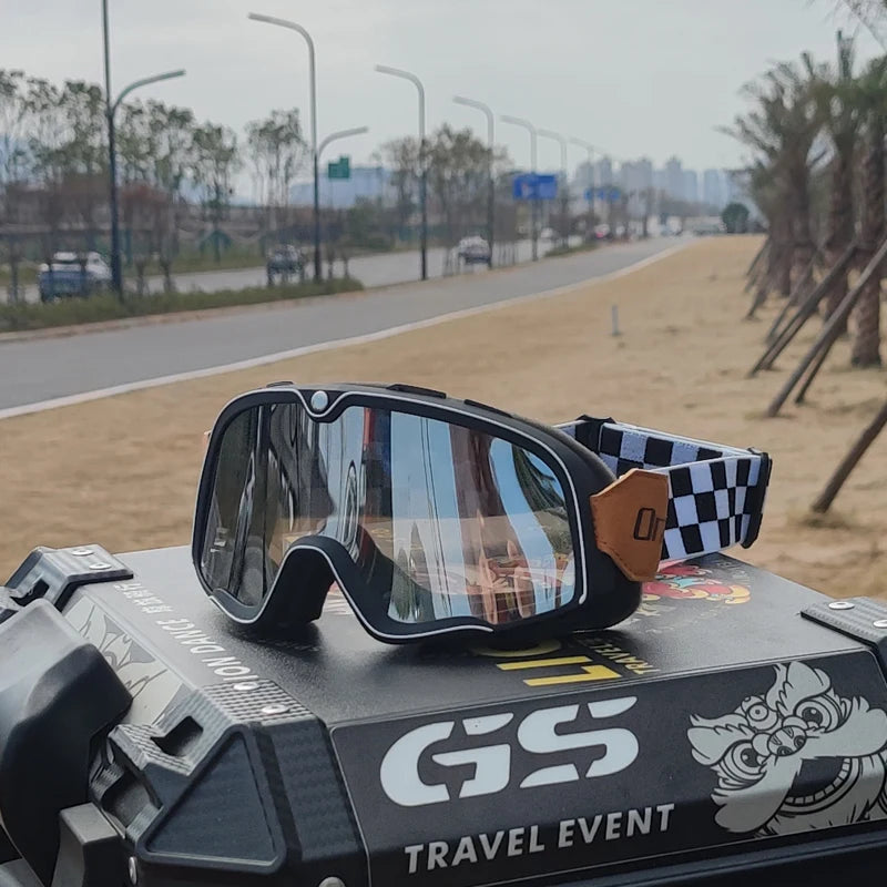 Retro Motorcycle Goggles Ski Glasses Motocross Sunglasses ATV Goggles Non-slip Belt Anti-UV Cafe Racer Chopper Cycling Racing