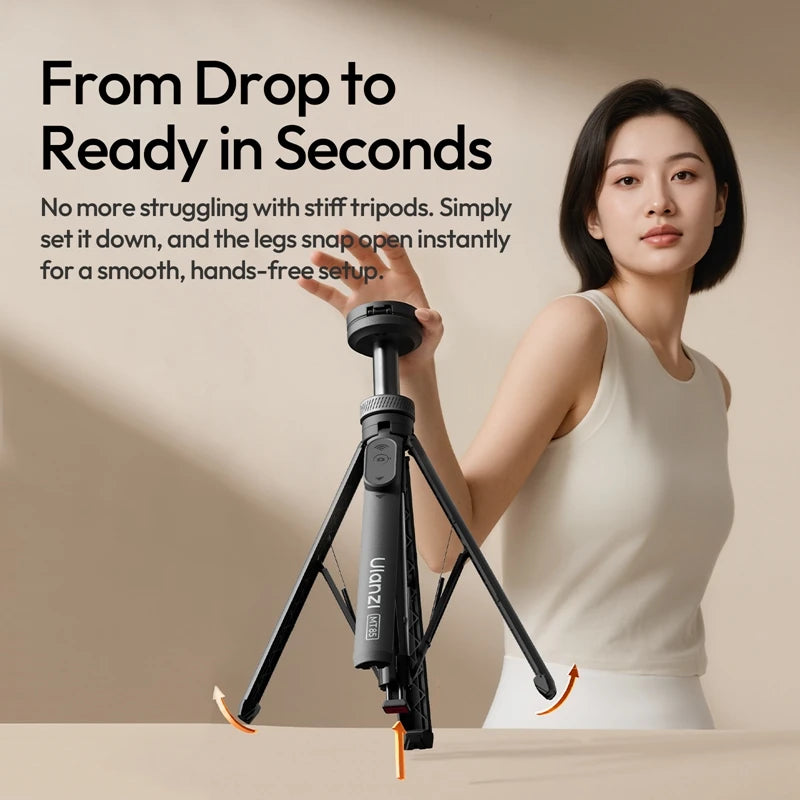 ជើងកាមេរ៉ា Ulanzi MT85 ទំហំ 1.5M ដែលអាច Upgrade បានជាមួយ Magsafe សម្រាប់ទូរស័ព្ទ iPhone 17 16 15 Android ដែលអាចថត Selfie បានដោយស្វ័យប្រវត្តិ សម្រាប់ស្មាតហ្វូន Vlog Live