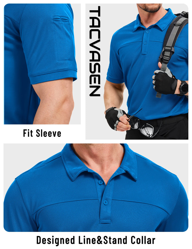 TACVASEN Men's Tactical Polo Shirt UPF 50+ Sun Protection Quick Dry Short Sleeve Shirt Moisture Wicking Outdoor Hiking Polo