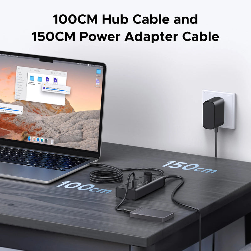 UGREEN USB-A/C HUB 7 Ports with DC Adapter US/EU/UK Plug USB3.0 5Gbps Data Transfer for Desktop PC Laptop USB Splitter Docking
