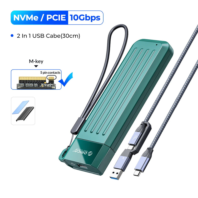 ORICO USB Type C Gen2 10Gbps M.2 SSD Case: NVMe/PCIe, SATA NGFF 6Gbps Enclosure