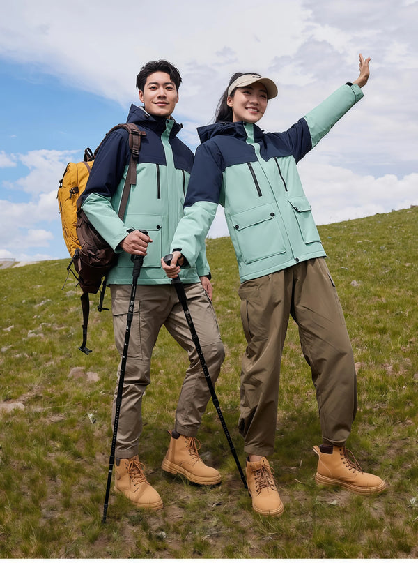 Outdoor travel  graphene heat-resistant  raincoat with fleece windproof and waterproof detachable cap workwear Climbing