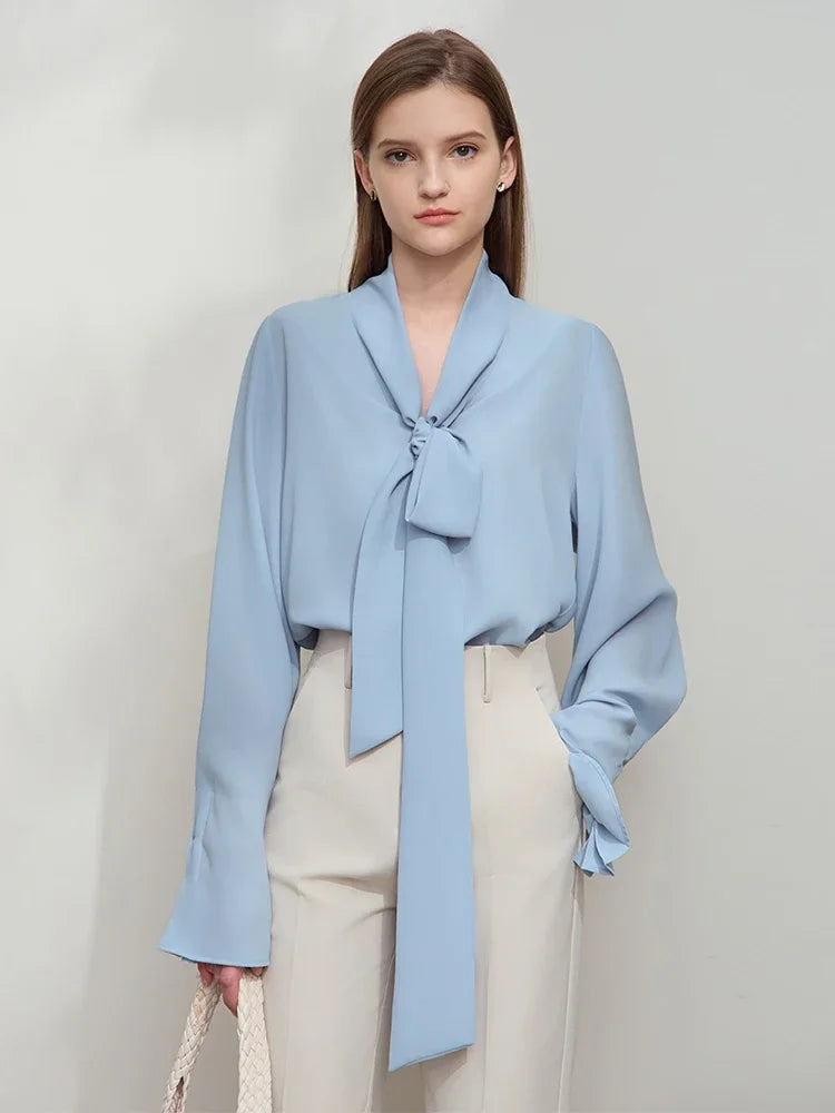 អាវ យឺត ស្រី AMII Minimalist Premium Chiffon Blouse រដូវស្លឹកឈើជ្រុះឆ្នាំ ២០២៦ ថ្មីឆើតឆាយបែបបារាំងប្រណីតសម្រាប់ធ្វើដំណើរ និងធ្វើការ អាវ យឺត រលុង សម្រាប់ ស្ត្រី 12541048