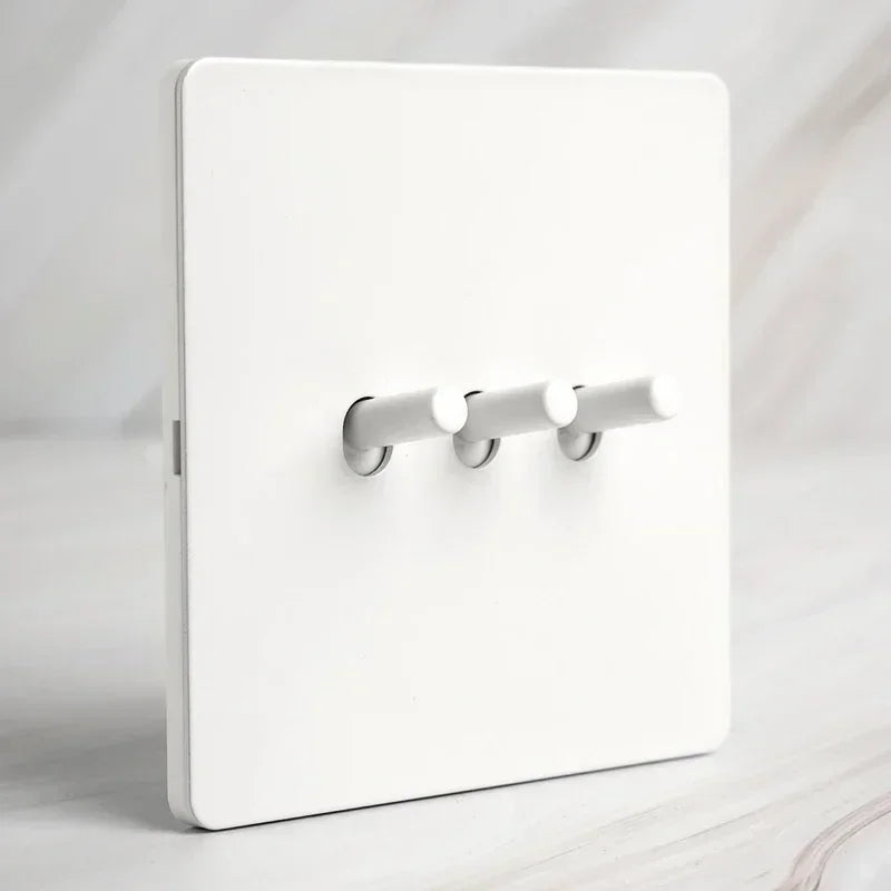 White Antique Stainless Steel Panel Wall Lamp Switch, Toggle Wall Dimmer Switch Socket EU USB Plug Socket 220V Electrical On Off