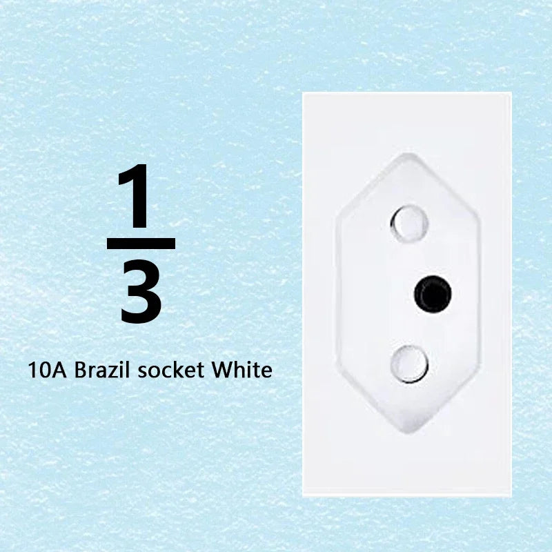 Brazilian Italian Chile  US EU Standard PC panel Free Combination Function USB Type C Key DIY Switch Socket 118mm*75mm White