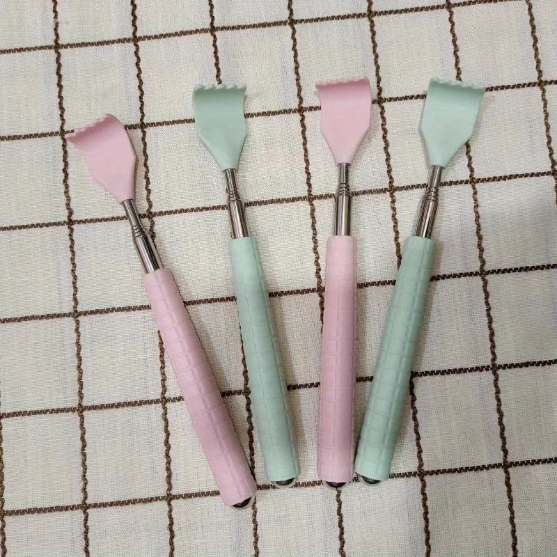Extendable Back Scratcher, Stainless Steel Portable Telescopic Rubber Handle Back Scratchers，Portable Acupoint Massager scalable