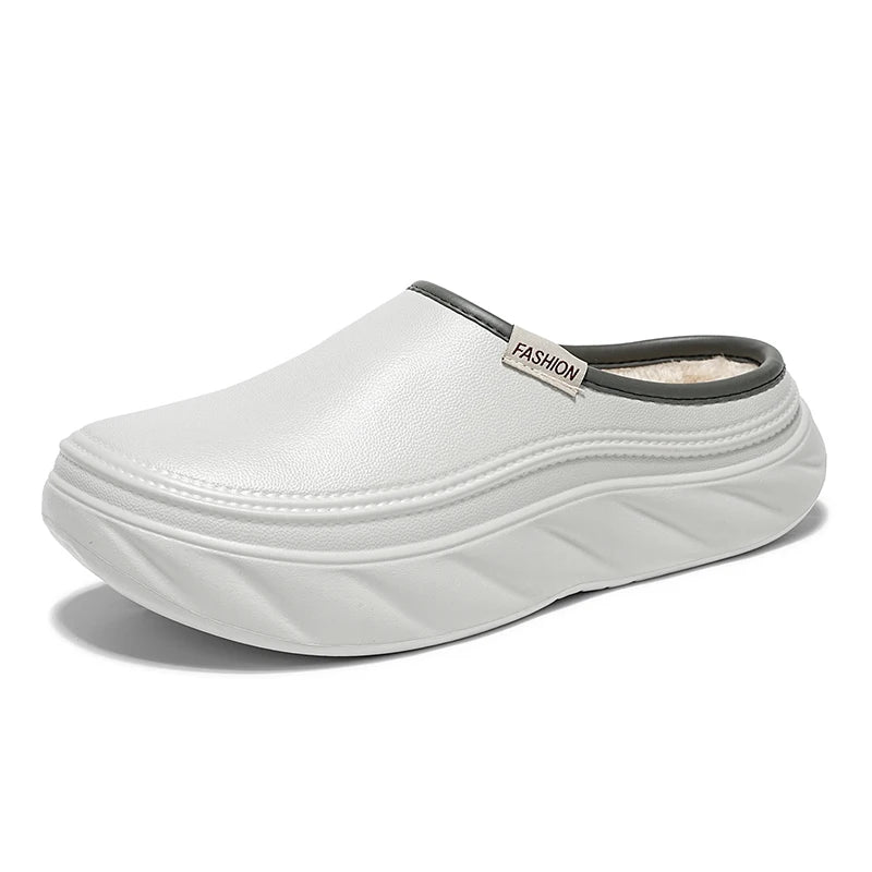 Men's Mules casual cotton shoes winter light non-slip soft sole comfort outdoor fashion walking chef work semi cotton slippers