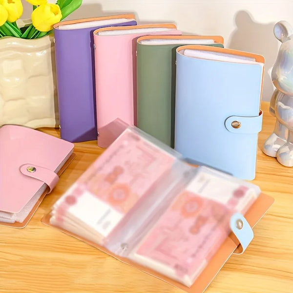 Minimalist Cash Organizer Wallet with Snap Closure, Multi-Color Double-Fold Design, for Women's Money Storage & Budgeting,wallet
