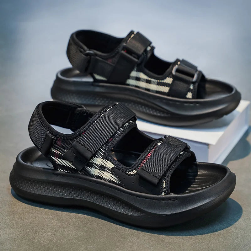 Men's Thick Sole Comfort Casual Sandals Summer New Breathable lightweight Outdoor Beach Shoes Slip on Walking Daily Wear Sandals