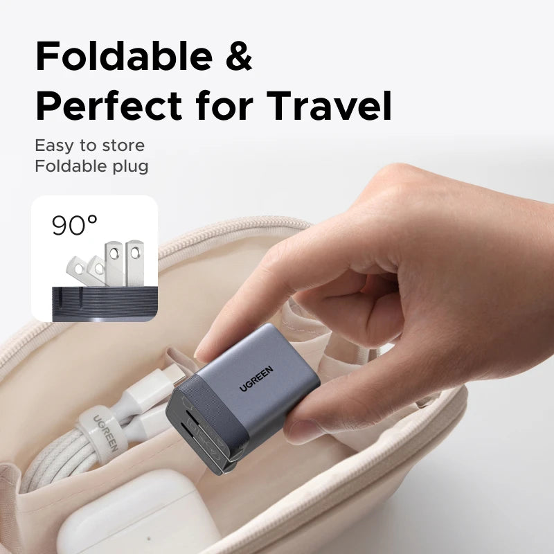 【Ultra Mini-US Plug】UGREEN Nexode Air 100W 65W 45W GaN Charger PD3.0 QC4.0 PPS For Macbook Laptop iPhone 18 17 Samsung S26 iPad