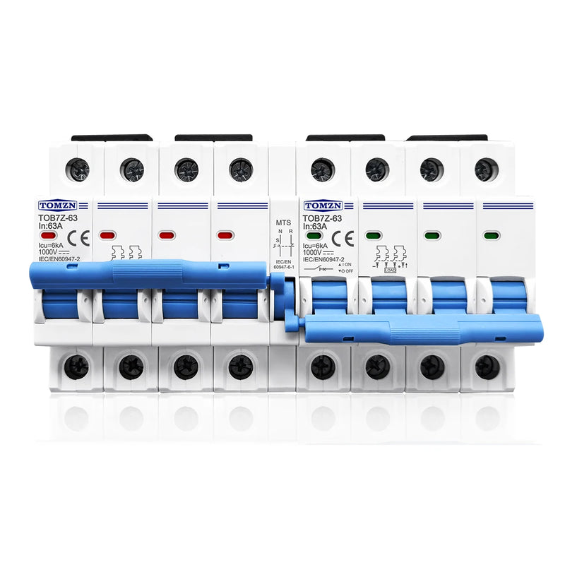 TOMZN 4P Plus 4P DC MTS Dual Power Manual Transfer Switch Circuit Breaker MCB for PV System 4P+4P