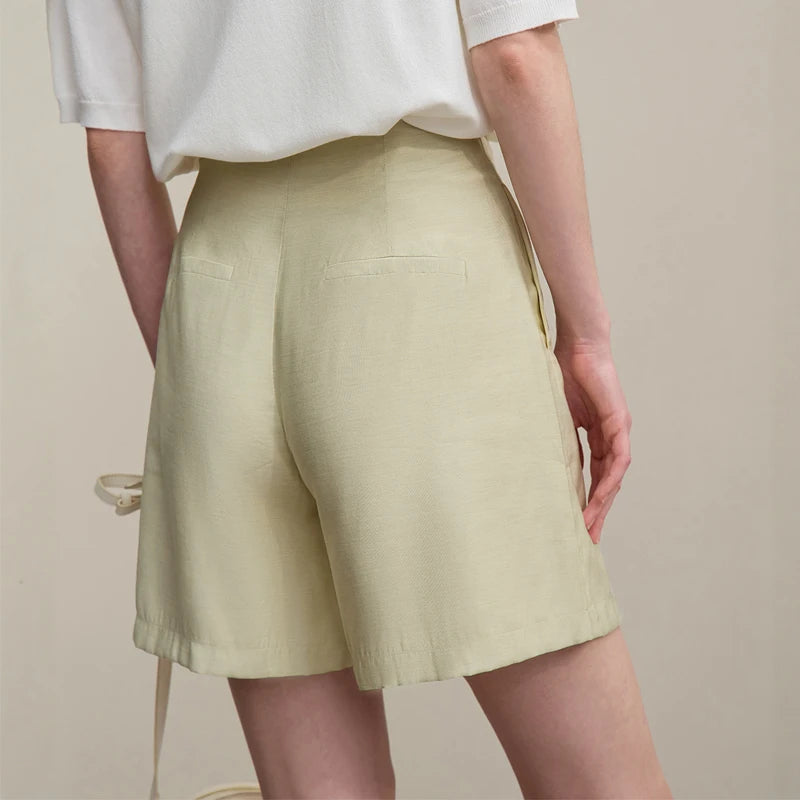 Amii Women's Wide Leg Shorts 2026 Summer New Simple TR Woven Loose Pants Solid Color Versatile Casual Women' S Clothes 12622100