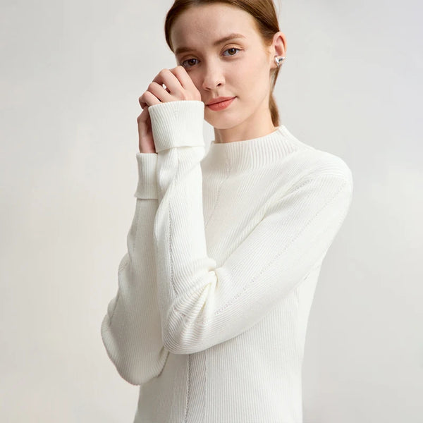 Amii Mock Neck Women Sweater 2026 Winter New Elegant Slim Knitted Tops For Woman Solid Soft Versatile Pullover Sweater 12544204