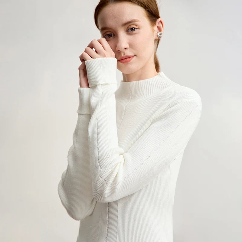 Amii Mock Neck Women Sweater 2026 Winter New Elegant Slim Knitted Tops For Woman Solid Soft Versatile Pullover Sweater 12544204