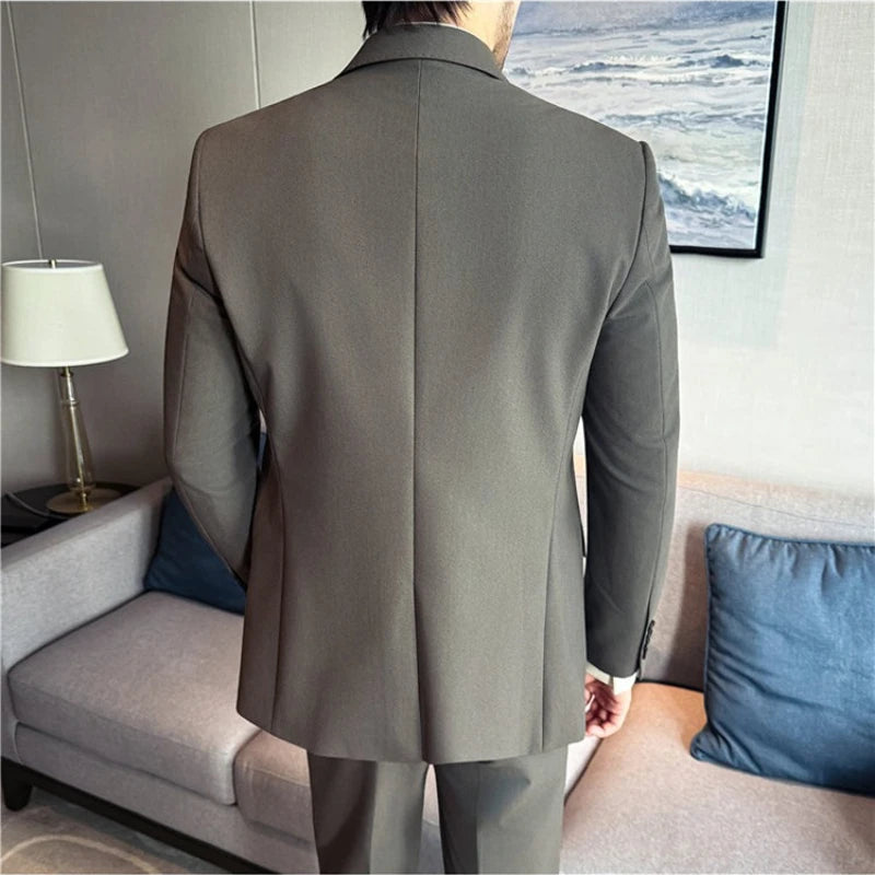 Non-Iron Two-Piece Suit ( Jacket + Pants ), Wrinkle-Resistant Formal Wear, Premium Woven Fabric Business Occasion Wedding