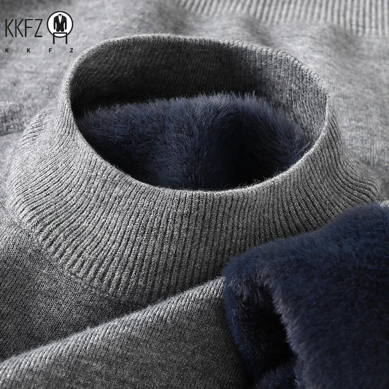 2026 Men's Solid Color Half Turtleneck Knitwear Sweater Mock Neck Pullover Casual Autumn Winter Sweatshirt Brand Mens Clothing
