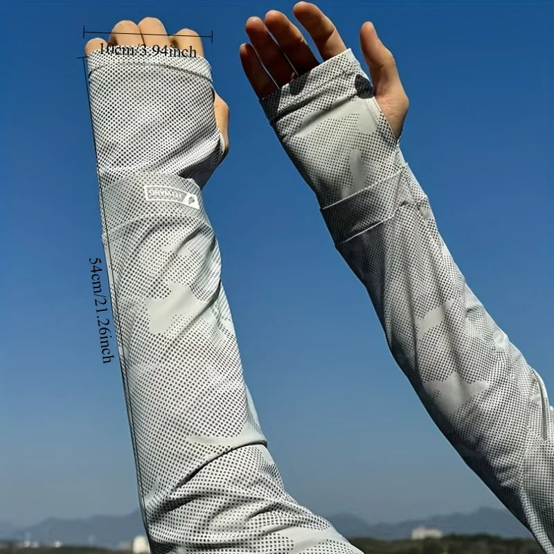 1pair Ice Silk Arm Sleeves Loose Fit,Summer Cooling UV Protection Arm Covers for Men,Extended Sleeves for Fishing Outdoor Sports