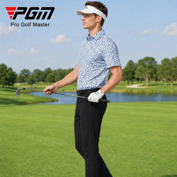 PGM Golf Men Summer Short Sleeve T-shirt Printed Soft Moisture Absorbing Quick Drying High Elasticity Sports Top YF912