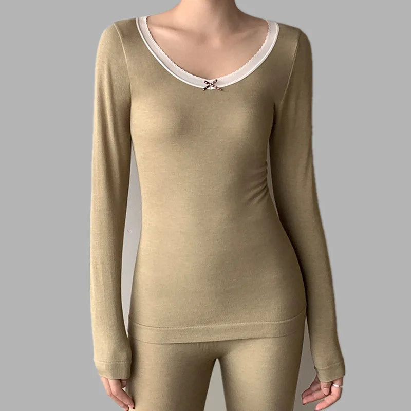 New Soft Pajamas Set Modal Comfort Women's Home Clothes Spring Autumn 2 Piece Set Base Layer Suit Lounge Night Pijamas Mujer
