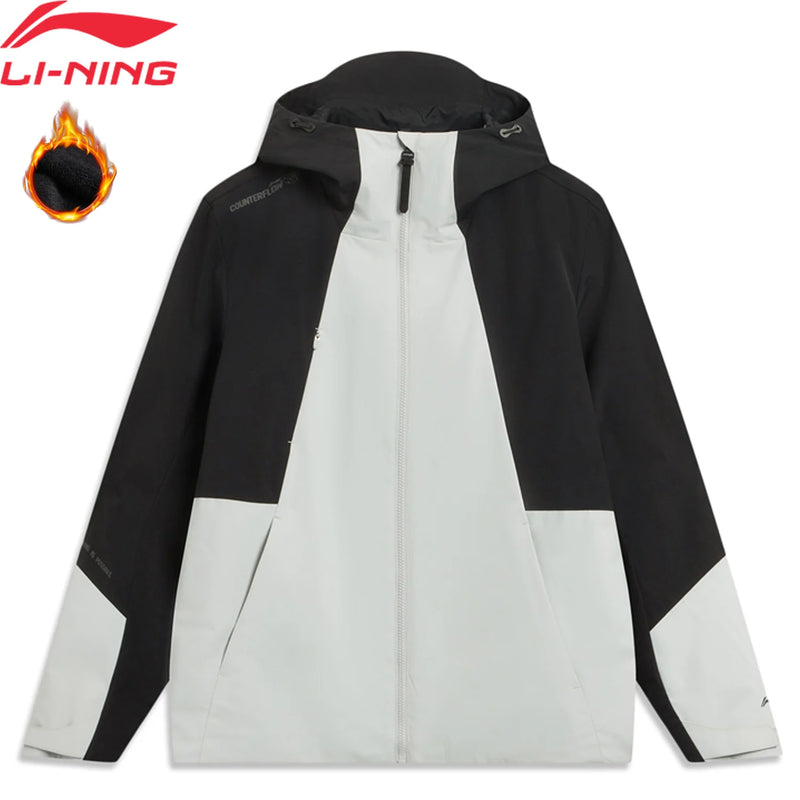 អាវក្រៅ និងអាវក្រៅរោមចៀម Li-Ning សម្រាប់បុរស 3 ក្នុង 1 សម្រាប់ក្រៅផ្ទះ LN WATER PROOF LN WARM អាវកីឡា LiNing AWBV089