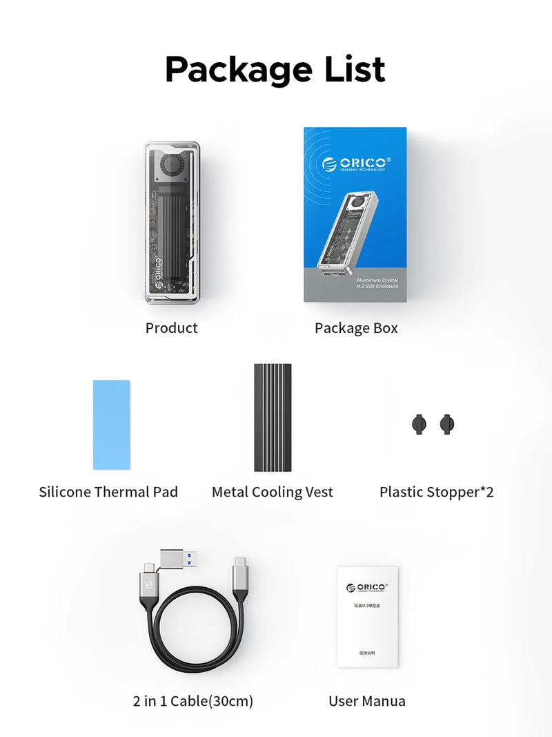 ORICO USB4 40Gbps M.2 SSD Enclosure Aluminum with Cooling Fan 8TB PCIe4.0 NVME Enclosure Compatible Thunderbolt 3/4 for Macbook