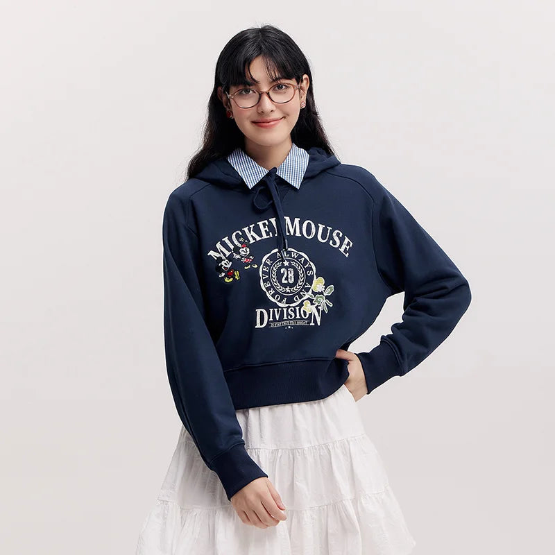 Semir Retro Hoodie Women Spring Short Patterned Loose Hooded Unique Design Casual Fashion Comfortable Daily Wear Top