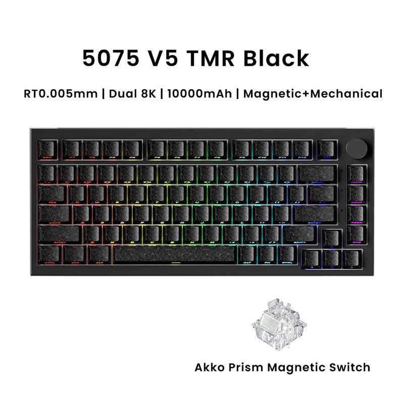 Akko Magnetic Keyboard 5075 V5 TMR 75% RT0.005mm Hot-swap Compatible with Magnetic/Mechanical Switches 8K ARGB Gaming Keyboard