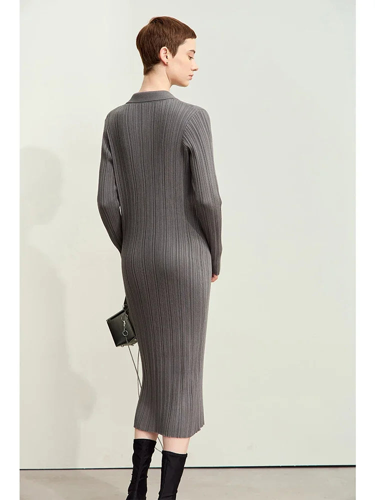 រ៉ូប Amii Minimalism Elegant Women Dress រដូវស្លឹកឈើជ្រុះឆ្នាំ ២០២៥ រ៉ូបថ្មី Retro Slim Dress សម្រាប់នារី អាវក្រៅប៉ាក់ធ្វើពីក្រណាត់រឹង 12443090