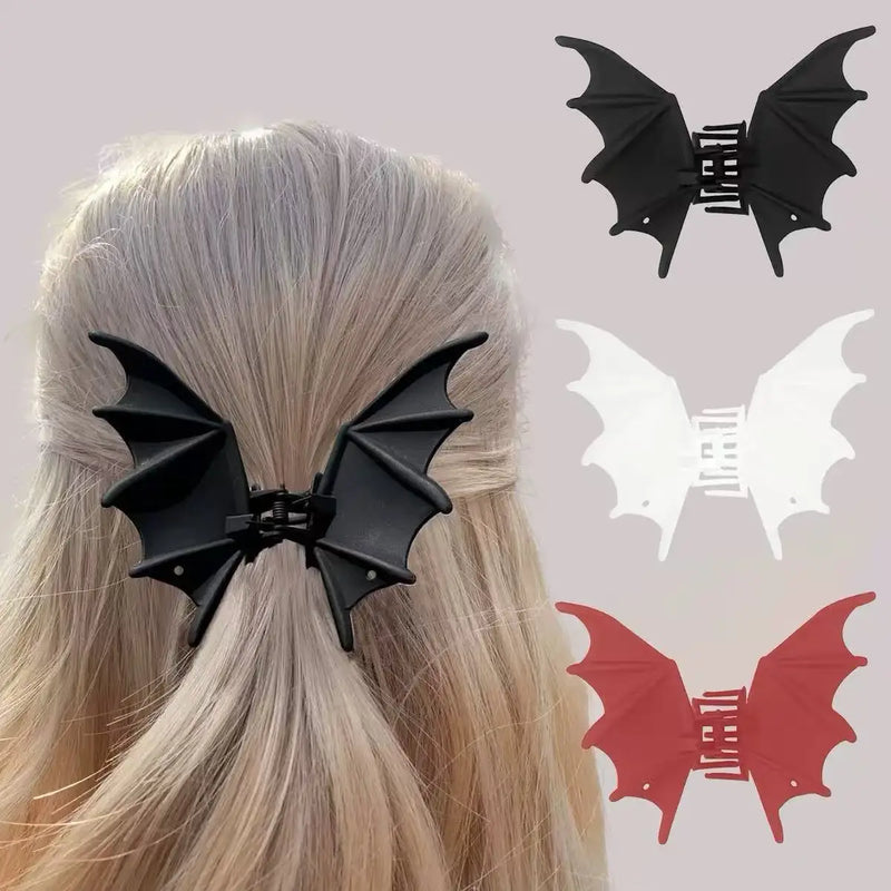 Gothic Bat Hair Clip Halloween Matte Black Gothic Punk-Style Animal Print Hairpin for Women, Elegant Party Hair Accessory
