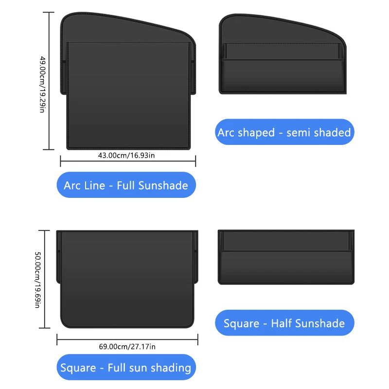 SEAMETAL Magnetic Car Window Sunshade Double Layer Sunshade Full/Semi Shading Car Curtain Front Rear Parasol With Storage Pocket