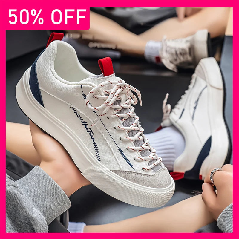 Men Sports Shoes Spring New Flat Bottomed Non Slip Walking Shoes Comfort Versatile Lace Up Breathe Outdoor Fashion Casual Shoes