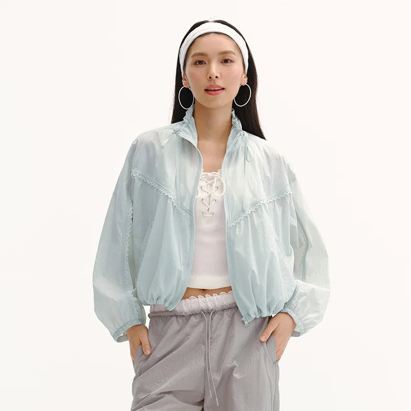 Semir Women Jacket UV Protection Cool Feeling Lace Trim Loose Lazy Style Casual Top 2026 Summer Wear