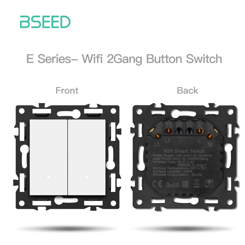 BSEED WIFI Click Switch Function Part Only Glass Frame Smart Light Switch DIY Part Smart Wifi Socket Parts Free Combination