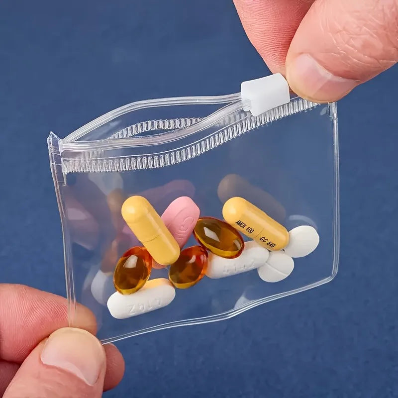 5/10pcs Mini Useful Storages Bag and Stickers, Zipper Bag Set,Self-Sealing Drug Storage Device, Travel Accessories.Random Color.