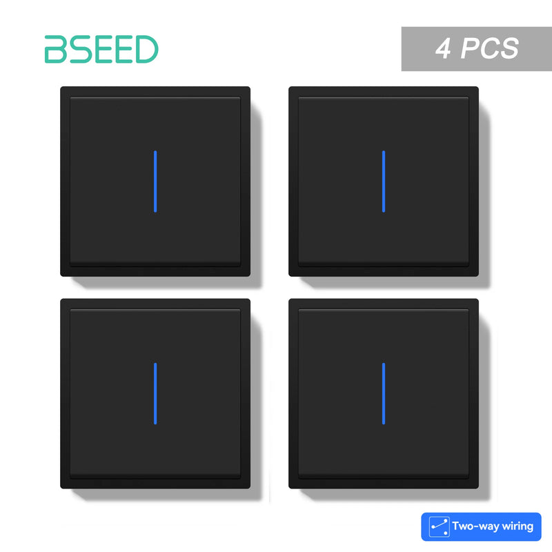 BSEED E Series 1/2/4/8 Packs 1Gang 2Way Button Light Switch Plastic Frame Wall Light Switch On Off For Stairs LED Backlight