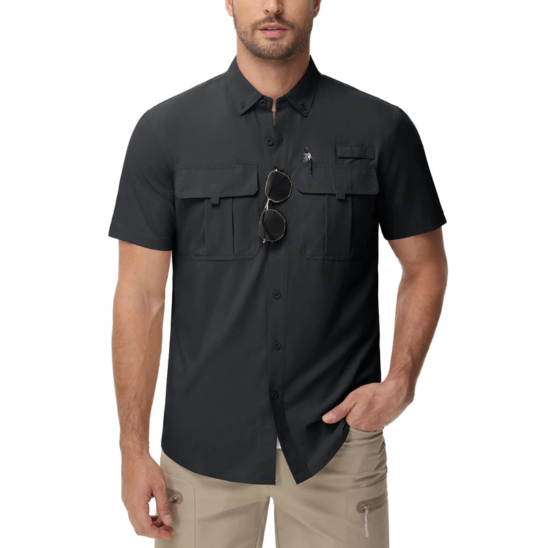 TACVASEN UV Block Fishing Shirts Mens Lightweight Quick Dry Short Sleeve Shirt Breathable Outdoor Hiking Shirt Fishing Shirts