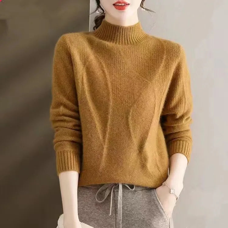 Bottoming Tops Half High Collar Knitting Sweater For Women Casual Autumn Winter Pullovers Thicken Warm Pull Femme свитер