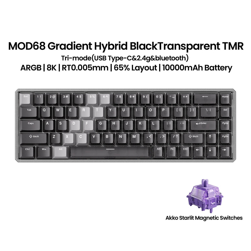 Akko MOD68 HE Keybaord Aluminum CNC 65% Magnetic Switch Rapid Trigger 0.005mm 8K ARGB Gaming Custom Mechanical Keyboard Gasket