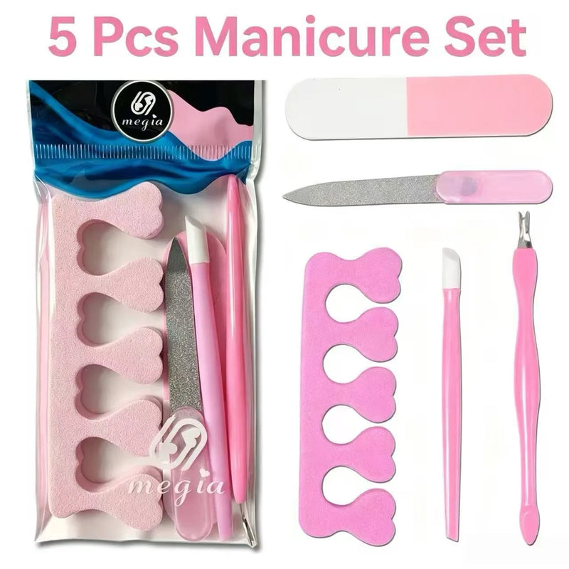 8/5Pcs Manicure Pedicure Tools Set Nail File Buffer Cuticle Pusher Remover Toe Separator Nail Art Care Kit For Salon Home DIY