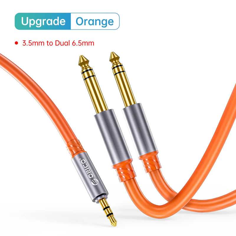 ORICO 3.5mm to 6.35mm Audio Cable 1/8 to 1/4 Stereo Cable Aux Cord Hi-Fi Sound Liquid Silicone for Guitar Amplifiers Laptop