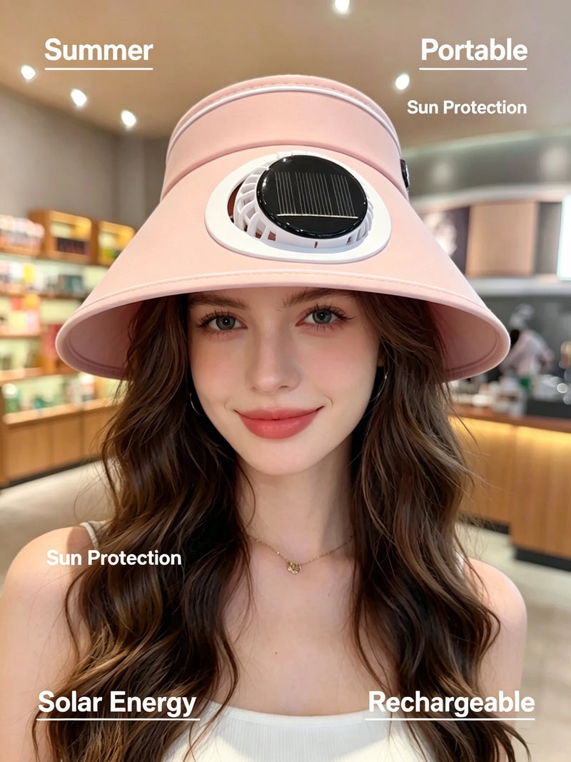 Summer Solar Powered Sun Hat with Fan for Outdoor Cycling and Sun Protection