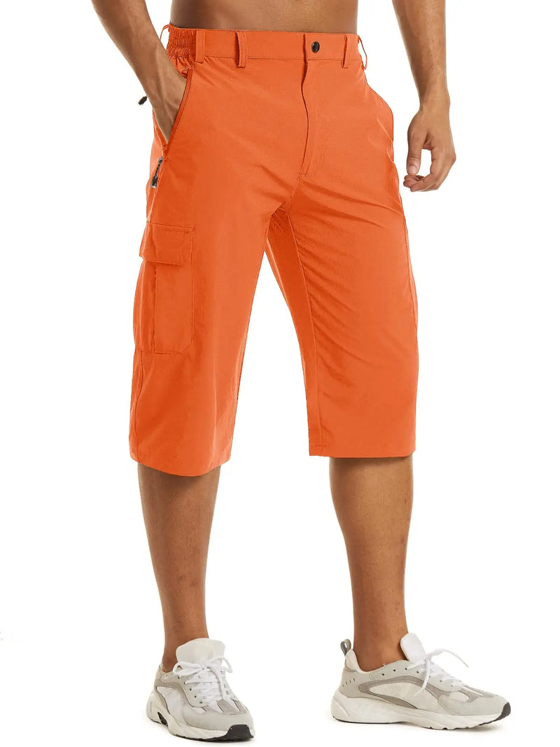 TACVASEN Mens Cargo Below Knee Length 3/4 Long Shorts Summer Breathable Outdoor Capri Pants Twill Work Pants With Multi Pocket