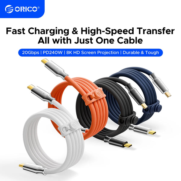 ORICO 20Gbps PD 240W Type C To C 1-2M Data Cable for MacBook Pro 16/14 M4 Mac mini M4 Pro Fast Data Line