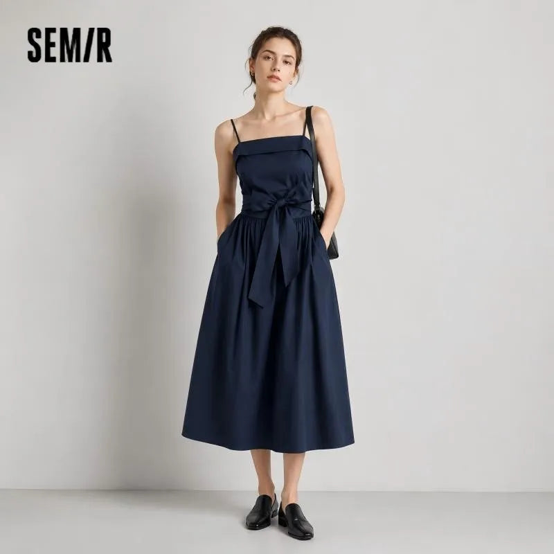 Semir Women Dress Bowknot Solid Tube Sling French Style Dress 2026 Summer Elegant