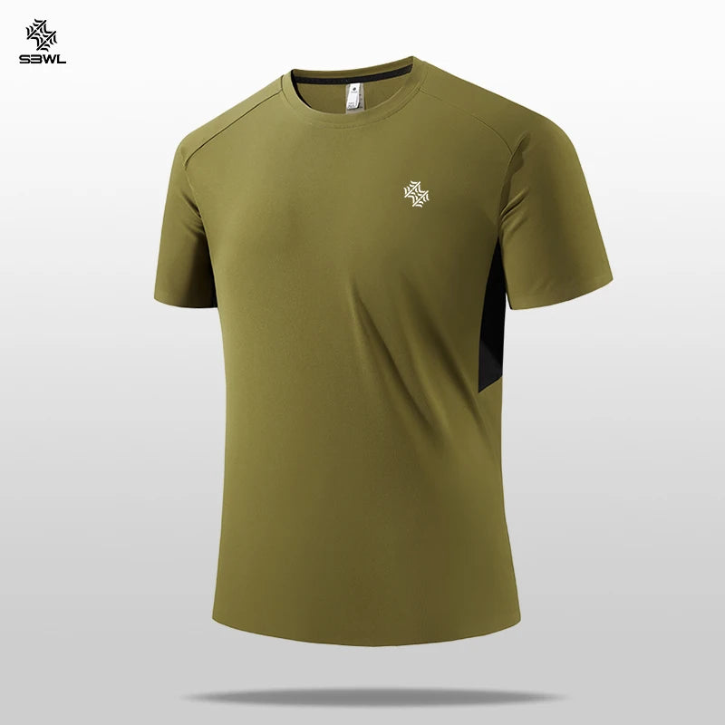 SBWL Fashion Football Style Men's Outdoor Running Fitness Loose Short Sleeve T-Shirt Breathable Quick Drying Casual Gym Tops