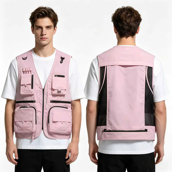 2026 Spring and Autumn's New mesh quick-drying vest for men's casual outdoor multi-bag fishing and photography workwear